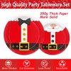 Christmas Party Supplies Santa Claus Party Supplies Party Tableware Set Included Christmas Paper Plates, Cups, Napkins, Cutlery for Xmas Party, Serves 24 Guests