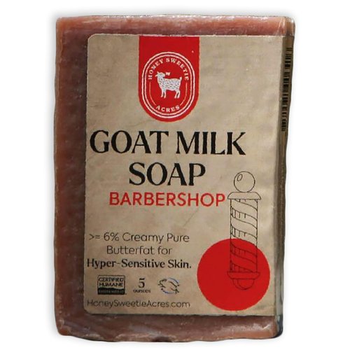 Honey Sweetie Acres Handmade Goat Milk Soap – Luxurious Barbershop Fragrance with Organic Oils, 5 oz – Premium Cleansing Bar for Men, Eco-Friendly, Made in USA