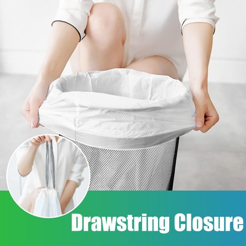 CHARMOUNT Drawstring 4 Gallon Trash Bags, Small Garbage Bags, Unscented Trash Can Liner, 60 Count