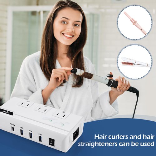 Hoenjuno International Travel Adapter 220V to 110V Power Converter with [18W PD USB-C] for Hair Straightener/Curling Iron, Universal Power Plug Adapter UK, US, AU, EU, IT, India …