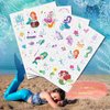 Mermaid Glitter Temporary Tattoos for Kids, 4 Sheets Bronzing Fake Tattoos for Girls, Cute Under Sea Animal Body Arm Shoulder Tattoos Stickers Waterproof Tattoos, Party Favors Supplies Decor Gifts