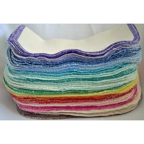 Gina's Soft Cloth Shop 2 Ply Organic Birdseye Washable Baby Wipes 8x8 Inches Set of 20 Rainbow Assortment