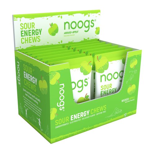 Noogs – Sour Energy Chews for Running, Cycling, & Endurance Sports | Electrolytes | Gummies for Runners | Vegan | Dietitian Designed Sports Nutrition | Wicked Apple (12 Pack)