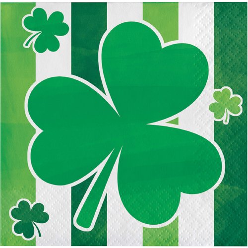 Creative Converting Irish Shamrocks Beverage Napkins, 5", Multi-color