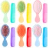 Nuanchu 12 Pcs Mini Wet Hair Brush and Comb Set Travel Hair Brush Small Dressing Comb Plastic Detangler Brush Detangling Toddler Comb for Kids Toddler Baby Wet Curly Hair(Light Color)