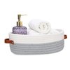 HLWDFLZ Bathroom Countertop Organizer Basket, Cotton Rope Woven Storage Basket Toilet Paper Decorative Basket for Bathroom, Bedroom, Living Room, Entryway 13"x6.3"x4.3" (Off White/Gray)