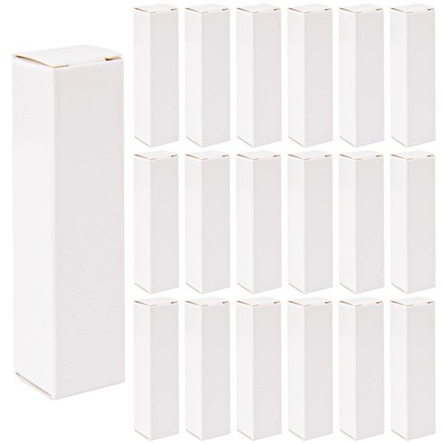 AUEAR, 50 Pack White Kraft Paper Lipstick Boxes Empty Lip Gross Box 3.35"x0.79"x0.79" Rectangle Lip Balm Boxes Perfume Essence Oil Packaging Cases for DIY Lip Gloss Gift Packaging