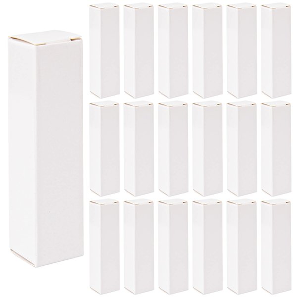 AUEAR, 50 Pack White Kraft Paper Lipstick Boxes Empty Lip Gross Box 3.35"x0.79"x0.79" Rectangle Lip Balm Boxes Perfume Essence Oil Packaging Cases for DIY Lip Gloss Gift Packaging