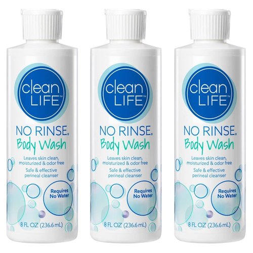 No-Rinse Body Wash, 8 fl oz - Leaves Skin Clean, Moisturized and Odor-Free, Rinse-Free Formula (Pack of 3)