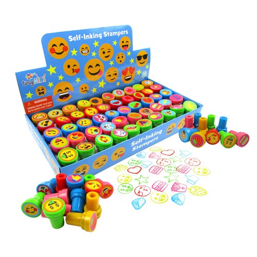 Tiny Mills 50 Pcs Emoji Assorted Stamps for Kids Self-Ink Stamps (50 Different Designs) for Emoji Birthday Party Favors,Goodie Bag Pinata Fillers, Game Prizes, Classroom Rewards, Teacher Stamps