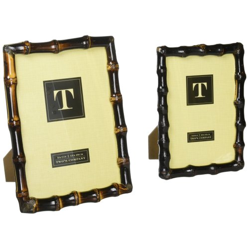 Two's Company Bamboo Photo Frames, Set of 2, Includes 4 x 6 inches and 5 x 7 inches