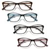 TISHUI Reading Glasses for Women +1.50 Modern Cat Eye Ladies Readers 2 Tone Stylish Fashionable Cheaters Glasses W/Comfortable Spring Hinges 4 Pack