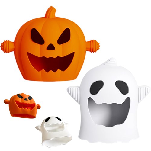 2 Pack Halloween Baby Teething Toy Halloween teethers for Baby, Cute Cartoon Baby Teether for Babies Wrist Hand Silicone Soft Soothe Teethers Baby Chew Toys for Baby Boy and Girl