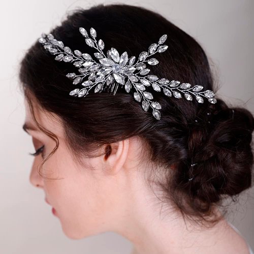 BERYUAN Crystal Flower Hair Comb for Women Girls Prom Floral Hair Comb BLUE