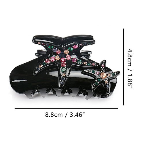 Diamond Starfish Claw Clip,Small Hair Clip for Women,Acetate Hair Clip,Small Hair Clip,Black