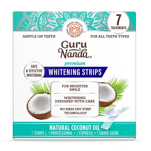 GuruNanda Teeth Whitening Strips - 7-Day Treatment with Non-Slip, Dry Strip Technology - Whitening Designed with Care for a Brighter Smile