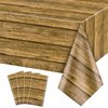 PTECDROTS 4pcs Wood Tablecloth, Brown Rustic Table Covers, Rectangular Table Decoration for Rustic Party Decor, Western Barn Themed Birthday Party, Barbecue Party Decorations, 51 x 106 Inch