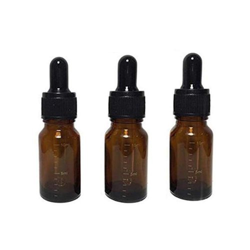 3 Pcs 10ml 0.34oz Empty Refillable Amber Glass Graduated Dropper Bottle Essential Oil Cosmetics Elite Fluid Container Jar Pot Holder with Glass Pipette Dropper