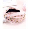 Wecoe Pink Knotted Headband For Women Girls Rhinestone Headband Wide Headbands Non Slip Fashion Cloth Sparkly Jeweled Beaded Embellished Comfortable Headband Hair Accessories For Women Girls