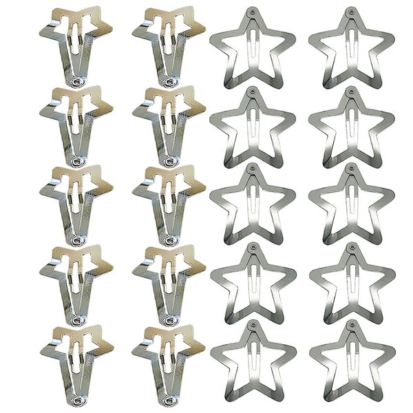 20 PCS 1.57" Star Snap Hair Clips Y2K, 2000s Silver Girl HairAccessories,Star Clips Hair, Festival Hair Barrettes for Women,Grils Styling Gift