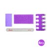 Aaaren 4-Piece Pedicure Kit, 25kits/boxes, Individually-Packed, Purple Pumice Pad, Zebra Wood Nail File 80/100 Grit, Purple Mini Buffer 80/100 Grit, Purple Toe Seperator