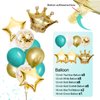 Iysoll Teal Blue and Gold Birthday Party Decorations Happy Birthday Banner Turquoise Aqua Teal Balloons Foil Fringe Curtain Tissue Pom Poms for Women Girls men boys