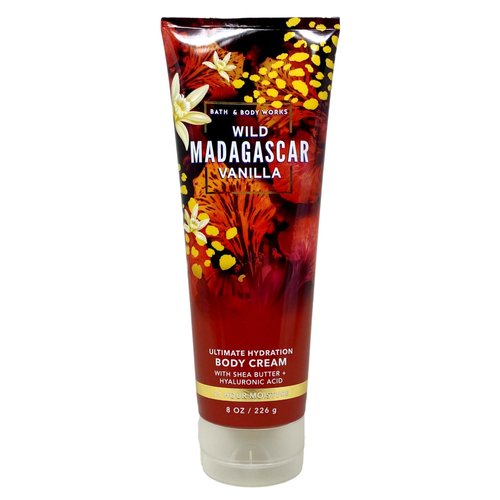 Bath & Body Works Wild Madagascar Vanilla 2 Pack Body Cream Bundle with a Peach Gardenia Bar Soap