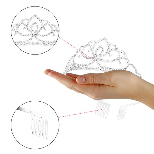 FASOTY Silver Tiara Crystal Crown with Combs Elegant Princess Tiaras and Crowns for Women Girls Rhinestone Headband for Bridal Wedding Birthday Party Prom