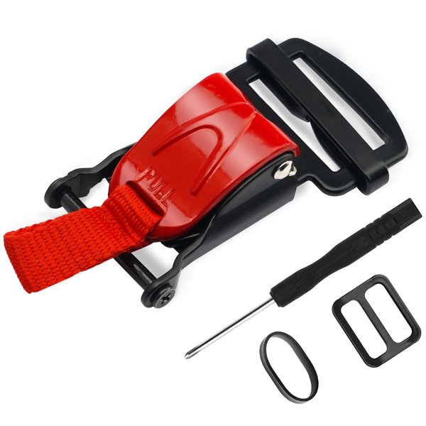 URLWALL Helmet Quick Release Buckle Replacement Kit, All Stainless Steel Ratcheted Helmets for Chin Strap Up to 1", Motorcycle Helmets Accessories, Compatible with Half, 3/4, Full Face Helmet (Red)