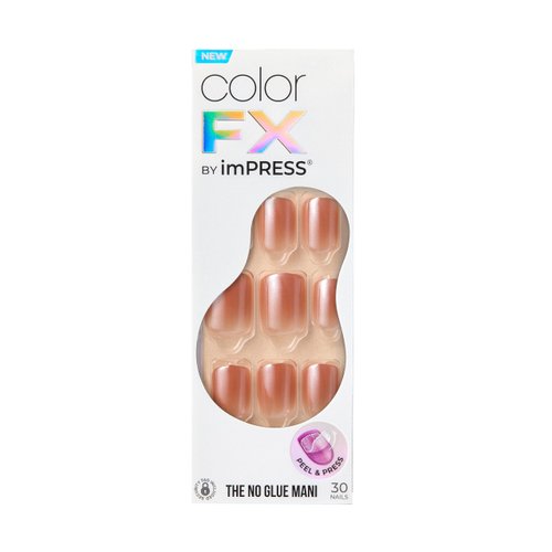 KISS imPRESS No Glue Mani Press-On Nails, Color FX, Last Call', Medium Neutral, Short Size, Squoval Shape, Includes 30 Nails, Prep Pad, Instructions Sheet, 1 Manicure Stick, 1 Mini File