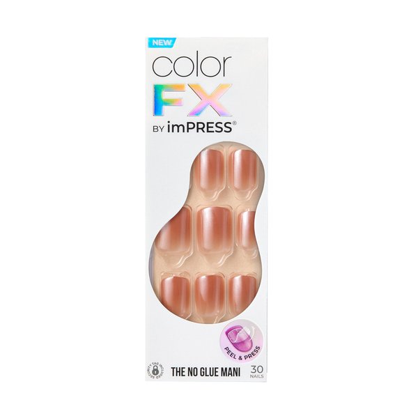KISS imPRESS No Glue Mani Press-On Nails, Color FX, Last Call', Medium Neutral, Short Size, Squoval Shape, Includes 30 Nails, Prep Pad, Instructions Sheet, 1 Manicure Stick, 1 Mini File