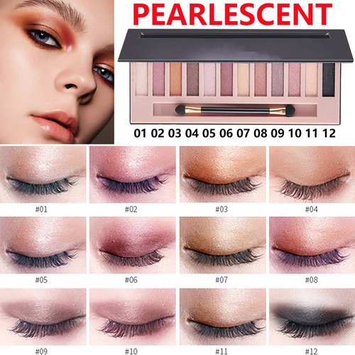 DuoZeng 12 Colors Naked Eyeshadow Palette,Shimmer Glitter Eye Shadow Palette Makeup Natural Highly Pigmented Smokey Eyeshadow Palettes,Long-lasting Makeup Pallets for Women(Shimmer)