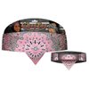 Pink, Black and White Rose Paisley with Rhinestones Chop Top Biker Bandanna Style Headbands Head Wrap Adjustable with Sweatband