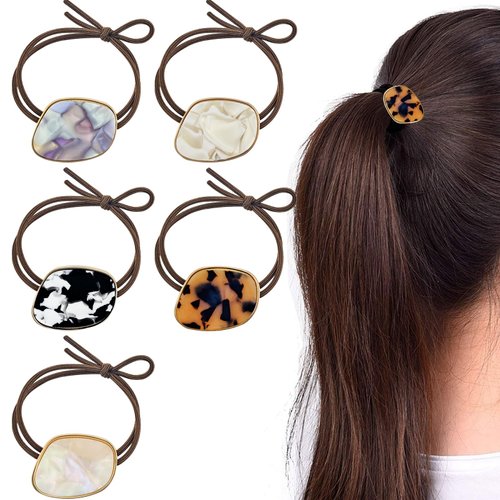 5 PCS Acrylic Cuff Hair Ties Acrylic Ponytail Holder Headband Elastics Scrunchies Hair Bands Hair Clip Barrettes Hair Accessories for Women Girls