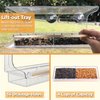 LUJII Shatterproof Window Bird Feeder with Strongest Suction Cups, Polycarbonate Window Mount Feeder with Crystal Clear View & Life-Out Tray, Fits Bigger Birds Like Cardinal or Blue Jay, Clear