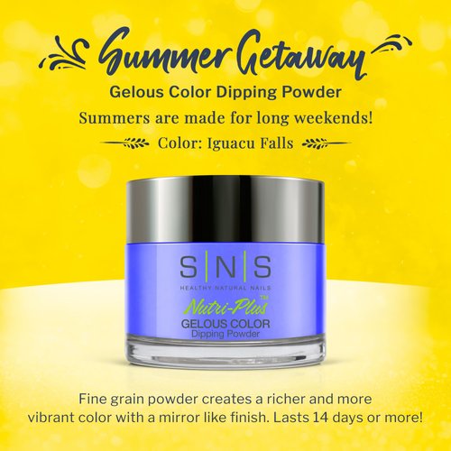 SNS Nail Dip Powder, Gelous Color Dipping Powder - Iguacu Falls (Blue/Cobalt, Cream) - Long-Lasting Dip Nail Color Lasts 14 Days - Low-Odor & No UV Lamp Required - 1 OZ