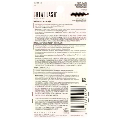 Maybelline Great Lash Mascara, Very Black [101], 0.43 oz (Pack of 2)