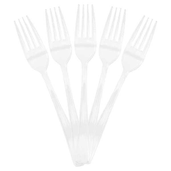 JAM PAPER Premium Utensils Party Pack - Plastic Forks - Clear - 48 Disposable Forks/Pack