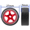 4PCS ShareGoo Metal 1/28 Wheel Rims & Rubber Racing Tires 5-Spoke Compatible with Wltoys K969 K989 P929 Kyosho Mini-Z Mini-Q Mini-D 1/28 RC Car (Red)