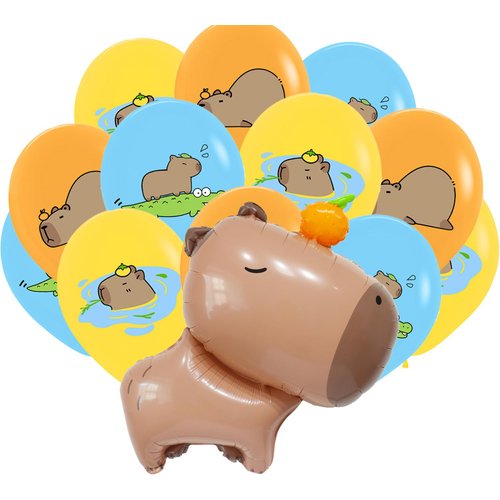 13pcs 37inch Capybara Balloon Set Capybara Animal Theme Color Aluminum Foil Latex Balloon Set for Birthday Baby Shower Anniversary Festival Balloon Party Decoration Supplies