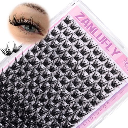 Lash Clusters Natural Eyelashes Clusters Anime C Curl Lash Extensions Wispy Individual Lashes zanlufly 150Pcs DIY Eyelash Extensions Wide Fishtail Lash Clusters(10-16MM)