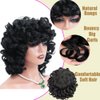 Retoleca Short Curly Wigs for Black Women Afro Big Curly Wig with Bangs Black Soft Bouncy Fluffy Heat Resistant Synthetic Wig for Daily Party Use (Natural Black,14Inch)