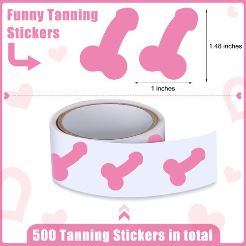 500 Pieces Funny Tanning Stickers for Body Self Adhesive Tanning Bed Stickers Tanning Sunbathing Stickers Body Stickers, 1.48 x 1 Inches