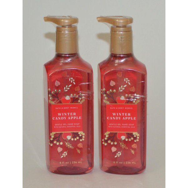 2 WINTER CANDY APPLE GENTLE GEL HAND SOAP bath body WASH 8 OZ PUMP