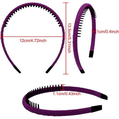 Duufin 12 Pieces Teeth Comb Headband Non-slip Hair Headbands Colorful Teeth Headbands for Girls Women, 12 Colors