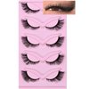 Fox Eye Lashes Fluffy Lashes Natural Eyelash Cat Eye Lashes D Curl Fake Eyelashes Pack 5 Pairs(18MM,3D Effect)
