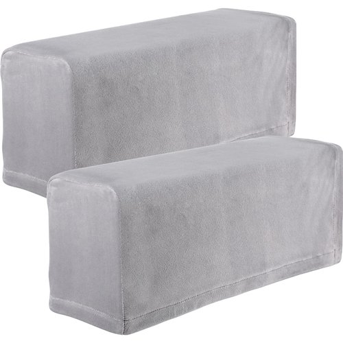 BESPORTBLE 2pcs Chair Arm Protectors Stretch Fabric Armrest Sofa Armrest Cover Armchair Slipcover Protector Elastic Home Office Recliner Couch Loveseat Protective Cloth Grey
