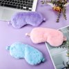 Plush Eye Mask 3 Pcs Sleeping Blindfold Sleeping Mask Sleep Mask Comfortable Plush Sleepover Mask Soft Furry Eye Cover for Sleepover Gift Birthday Party Favors(Pink, Purple, Sky Blue)