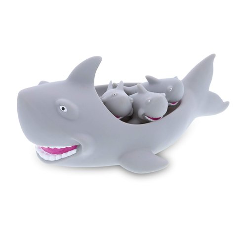 Dollibu Family Animal Bath Squirters 4 Piece Bath Toy Set, Toddler Bath Toys for Bathtime & Water Fun, Girls & Boys Floating Rubber Squirt Toys, Floaty Pool Toys for Toddlers & Kids (Gray)