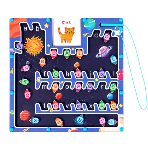 Magnetic Alphabet Maze, Montessori Toys for 3+ Year Old, Wooden Puzzle Activity Board, Fine Motor Skill Education Toys for Toddler Preschool Learning Activities